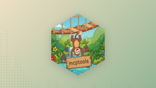 The package hex sticker, showing a monkey hanging from a wooden bridge with a jungle background. Behind the hex sticker is a subtle yellow-to-green gradient.