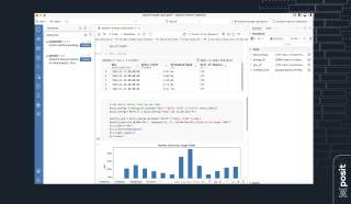 The Positron Notebook Editor showing a Jupyter notebook with interactive data exploration