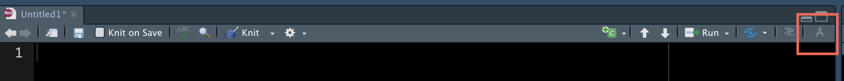 Visual markdown editor button on the right-hand side of toolbar.