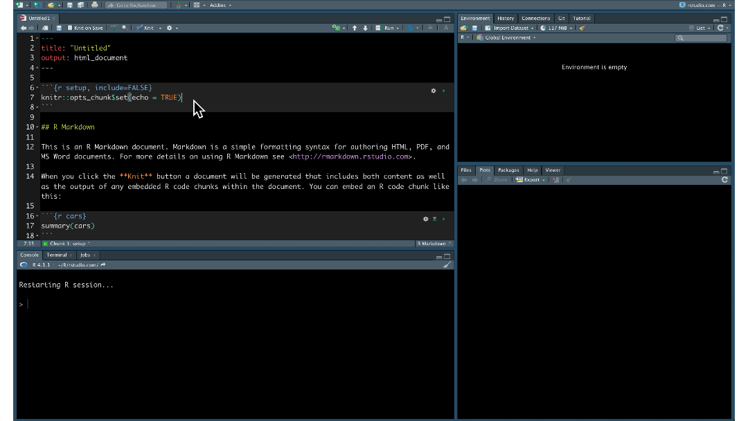 Selections available from the Run button menu in RStudio