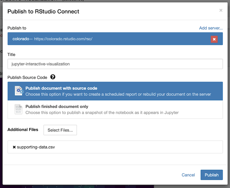 Publish a Jupyter Notebook to RStudio Connect