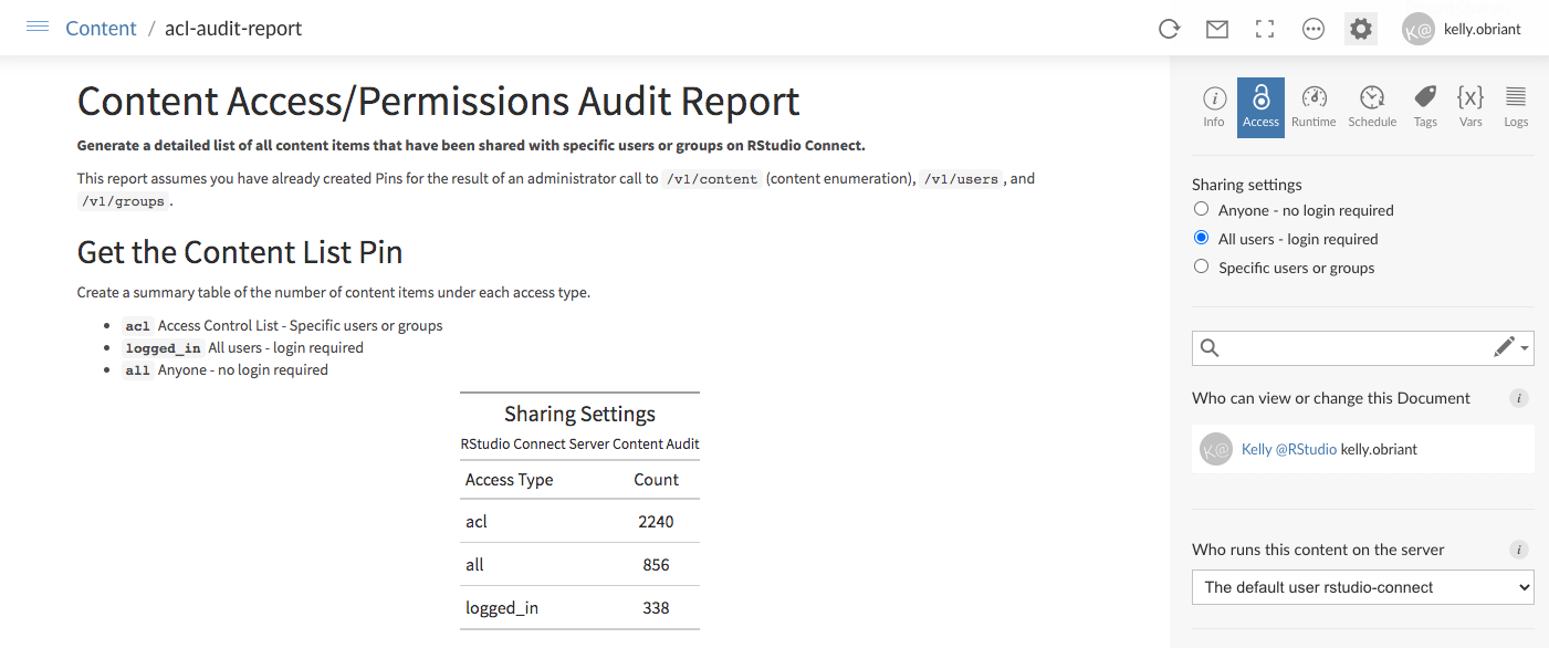 Example Content Access Audit Report
