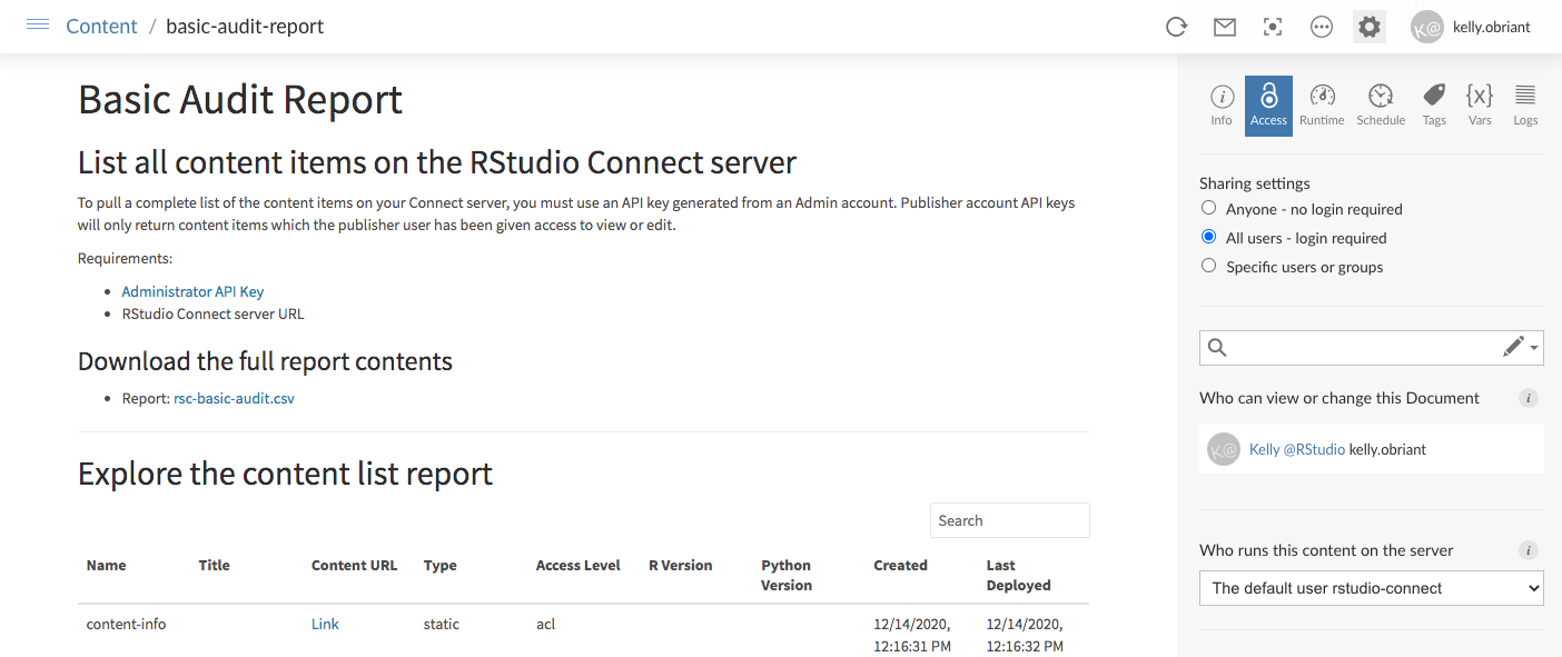 Example Content Audit Report
