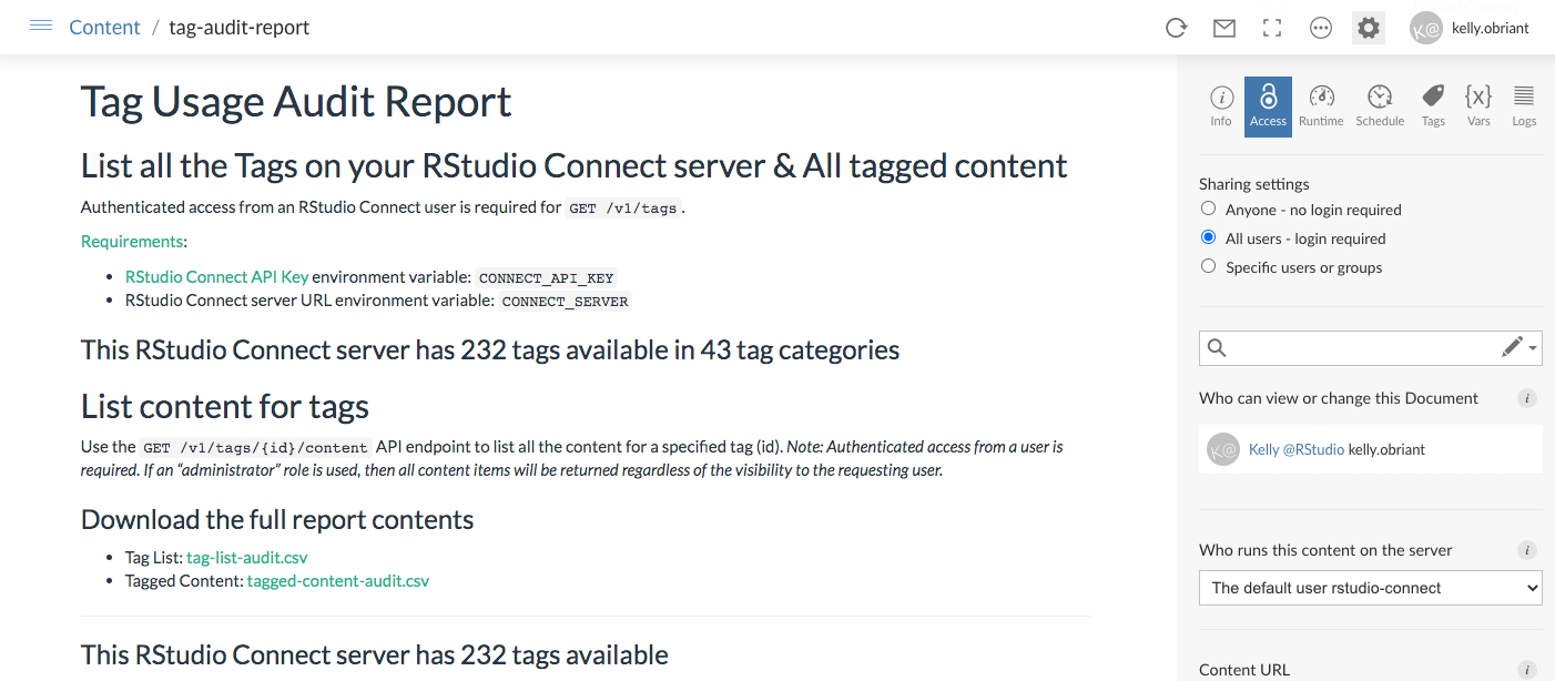 Example Tag Usage Audit Report