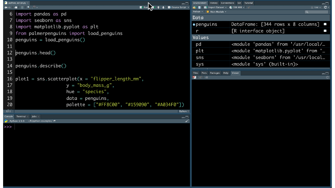 Running a Python script in the RStudio IDE