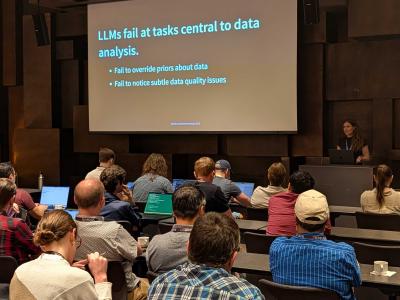 Sara presenting on LLMs in data analysis
