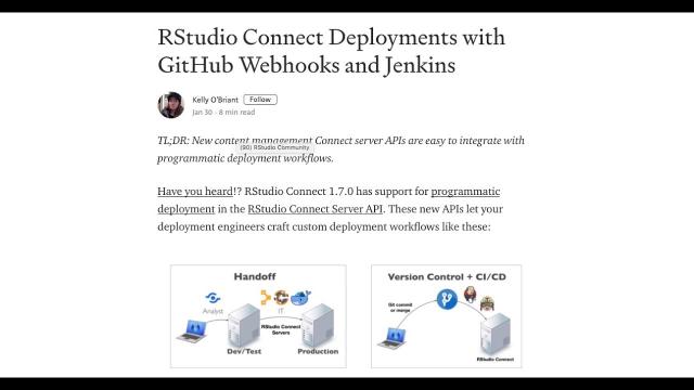 RStudio Connect Deployments with GitHub Webhooks and Jenkins