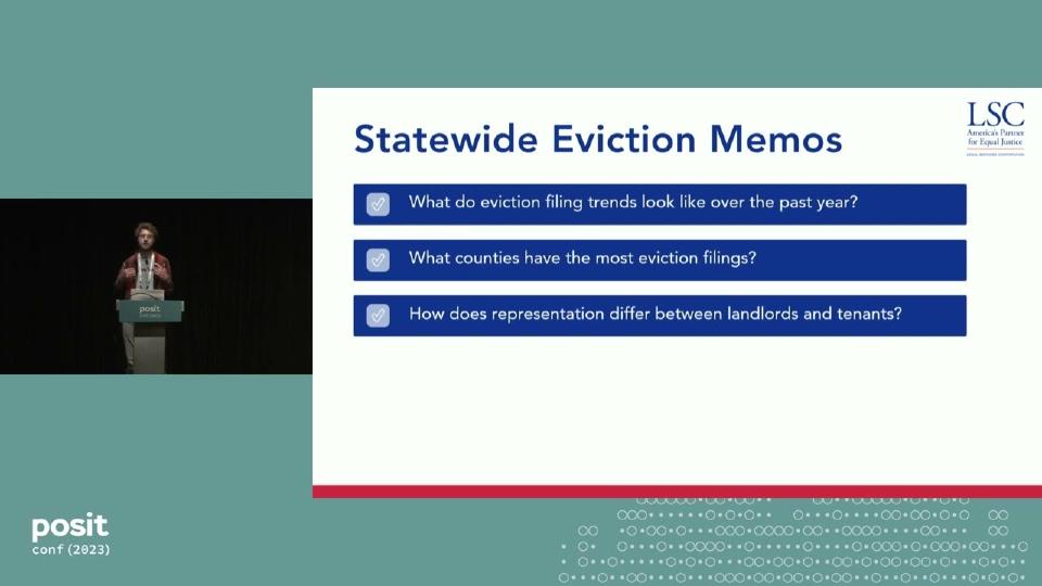 Take it in Bits: Using R to Make Eviction Data Accessible to the Legal Aid Community - posit::conf