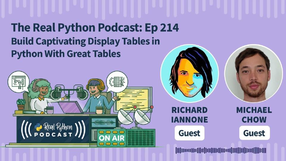 Build Captivating Display Tables in Python With Great Tables | Real Python Podcast #214